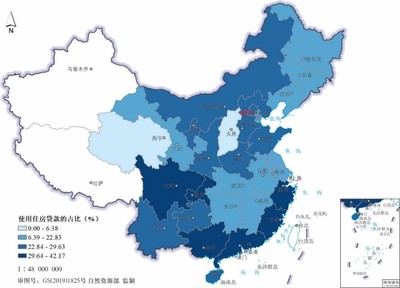 图5 中国城市家庭住房贷款使用的空间分布 (本图基于自然资源部标准地图服务系统下载的标准地图制作,底图无修改)